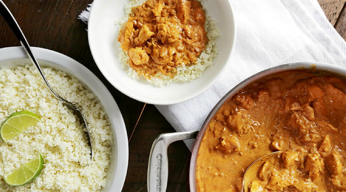 Healthy-Butter-Chicken pollo cremoso con arroz de coliflor Healthy-Butter-Chicken pollo cremoso con arroz de coliflor